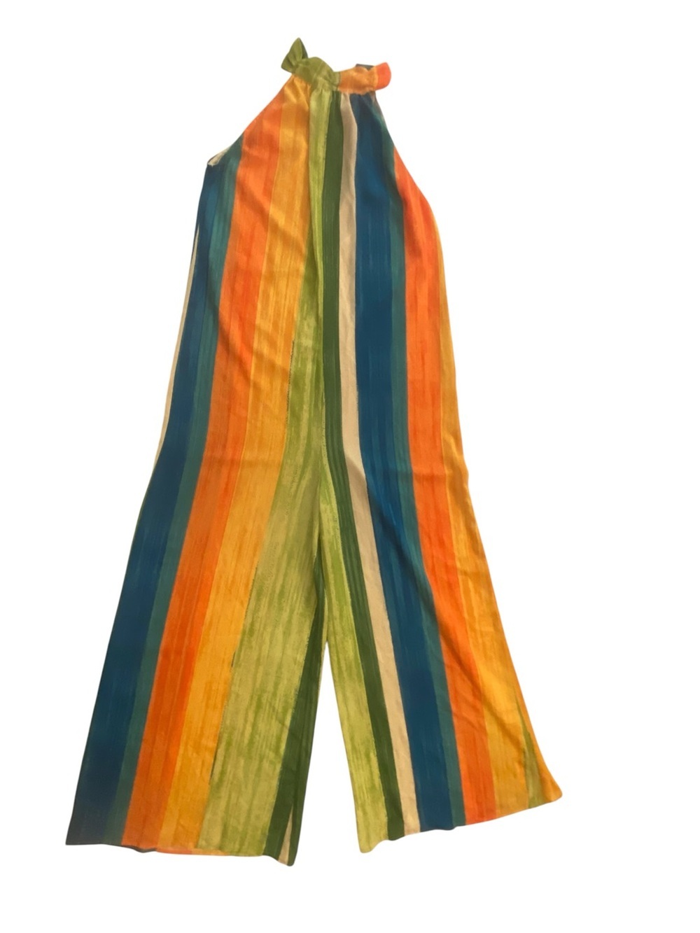 Women’s Rainbow Wide Leg Jumpsuit Peep Hole Back Vibrant Sleeveless size S - Picture 16 of 16